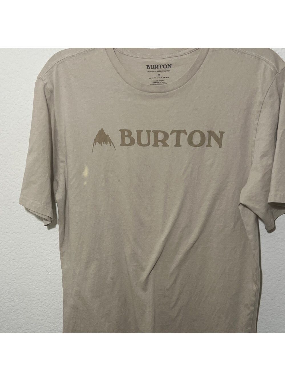 Burton Men's sz M Beige Short Sleeve Tee shirt summer cotton